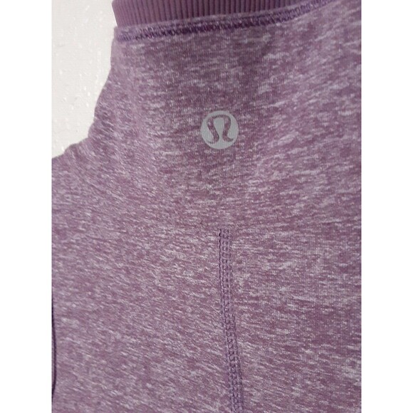 Lululemon size 8 Pull-Over Top Long Sleeve Cold 1/4 zip Hands Warm Heart Purple - Picture 6 of 9